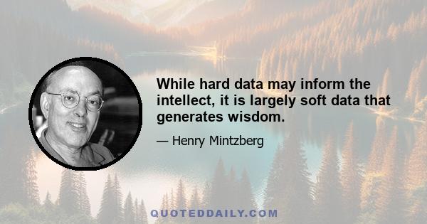 While hard data may inform the intellect, it is largely soft data that generates wisdom.