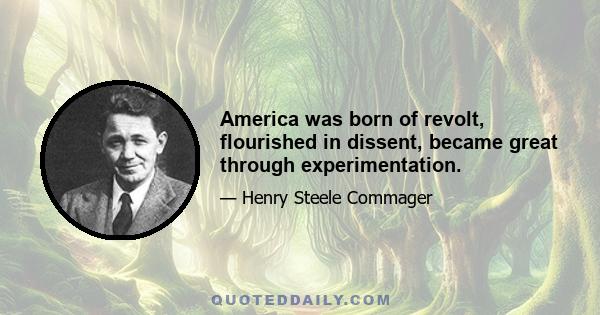 America was born of revolt, flourished in dissent, became great through experimentation.