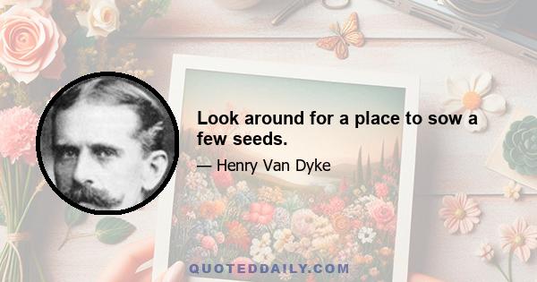 Look around for a place to sow a few seeds.