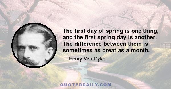 The first day of spring is one thing, and the first spring day is another. The difference between them is sometimes as great as a month.