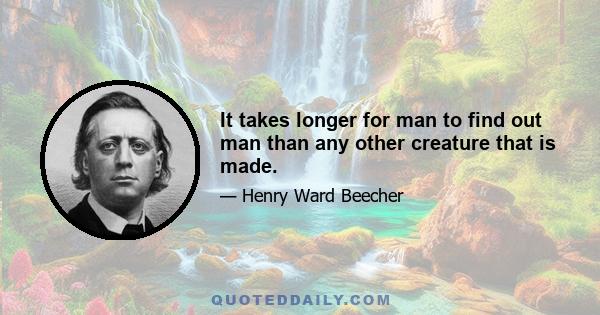 It takes longer for man to find out man than any other creature that is made.