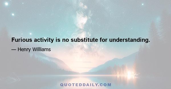 Furious activity is no substitute for understanding.