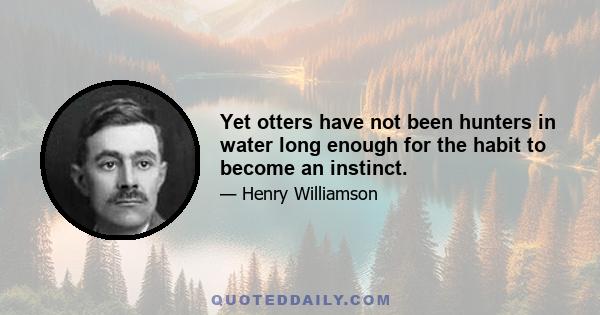 Yet otters have not been hunters in water long enough for the habit to become an instinct.