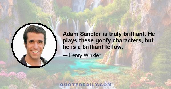 Adam Sandler is truly brilliant. He plays these goofy characters, but he is a brilliant fellow.