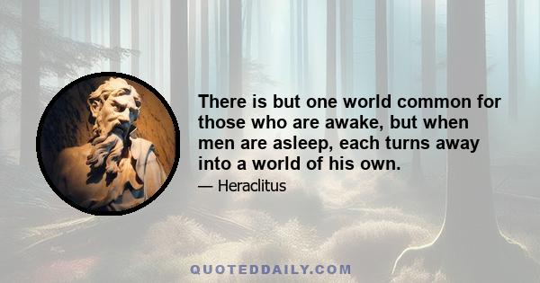 There is but one world common for those who are awake, but when men are asleep, each turns away into a world of his own.