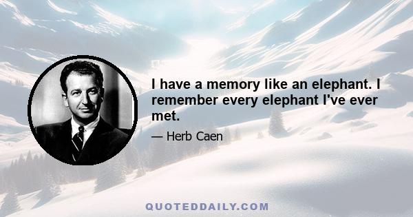 I have a memory like an elephant. I remember every elephant I've ever met.