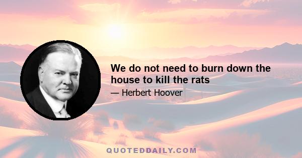 We do not need to burn down the house to kill the rats