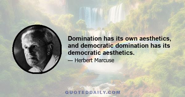 Domination has its own aesthetics, and democratic domination has its democratic aesthetics.