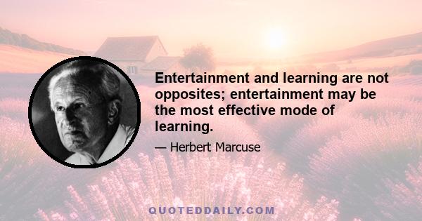 Entertainment and learning are not opposites; entertainment may be the most effective mode of learning.