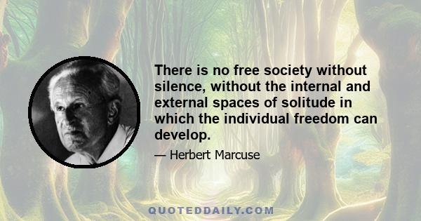 There is no free society without silence, without the internal and external spaces of solitude in which the individual freedom can develop.