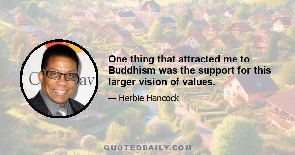 One thing that attracted me to Buddhism was the support for this larger vision of values.