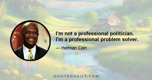 I'm not a professional politician. I'm a professional problem solver.