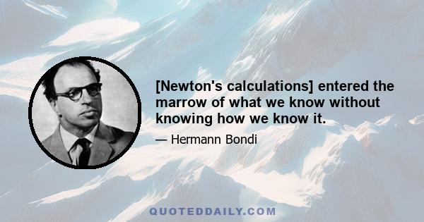 [Newton's calculations] entered the marrow of what we know without knowing how we know it.