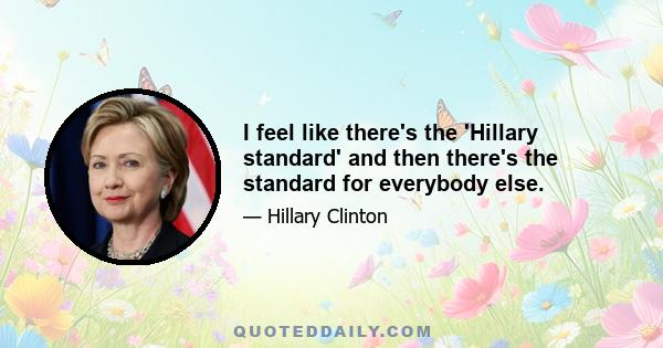 I feel like there's the 'Hillary standard' and then there's the standard for everybody else.