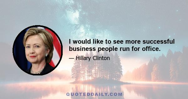 I would like to see more successful business people run for office.