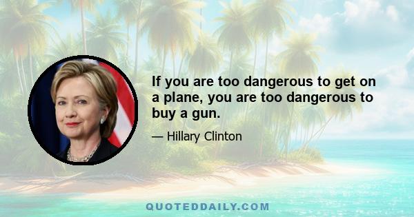 If you are too dangerous to get on a plane, you are too dangerous to buy a gun.