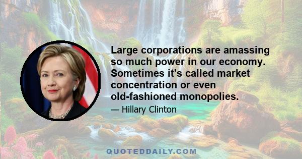 Large corporations are amassing so much power in our economy. Sometimes it's called market concentration or even old-fashioned monopolies.