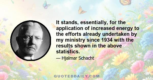 It stands, essentially, for the application of increased energy to the efforts already undertaken by my ministry since 1934 with the results shown in the above statistics.