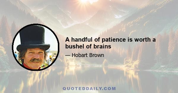 A handful of patience is worth a bushel of brains