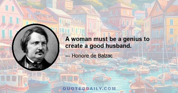 A woman must be a genius to create a good husband.