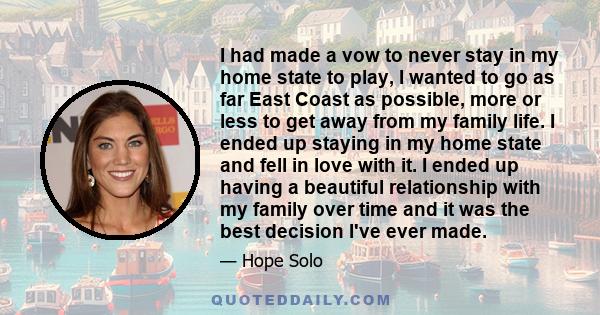 I had made a vow to never stay in my home state to play, I wanted to go as far East Coast as possible, more or less to get away from my family life. I ended up staying in my home state and fell in love with it. I ended