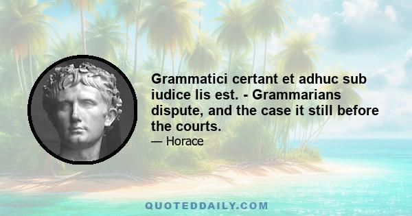 Grammatici certant et adhuc sub iudice lis est. - Grammarians dispute, and the case it still before the courts.