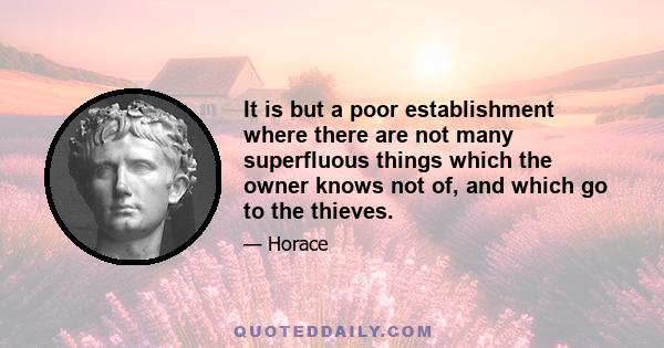 It is but a poor establishment where there are not many superfluous things which the owner knows not of, and which go to the thieves.