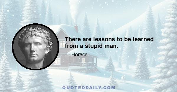 There are lessons to be learned from a stupid man.