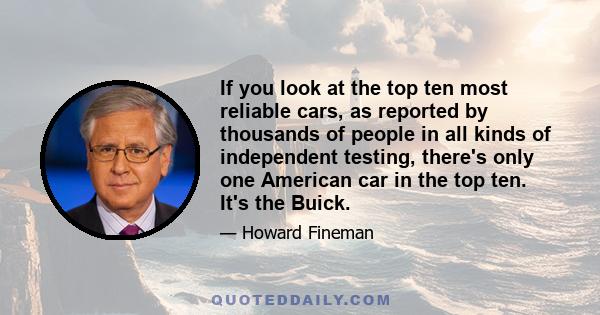 If you look at the top ten most reliable cars, as reported by thousands of people in all kinds of independent testing, there's only one American car in the top ten. It's the Buick.