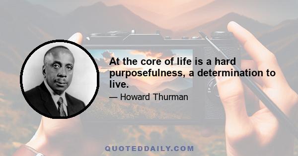 At the core of life is a hard purposefulness, a determination to live.