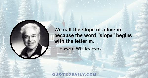 We call the slope of a line m because the word slope begins with the letter m.