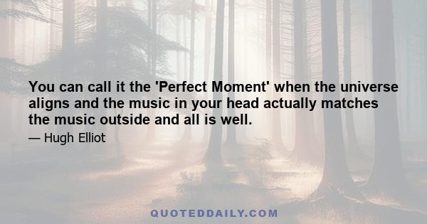 You can call it the 'Perfect Moment' when the universe aligns and the music in your head actually matches the music outside and all is well.