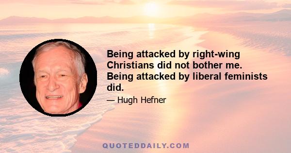 Being attacked by right-wing Christians did not bother me. Being attacked by liberal feminists did.