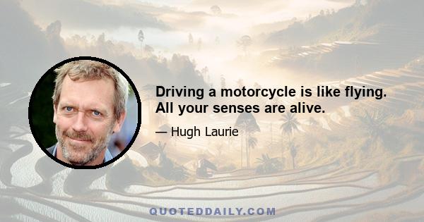 Driving a motorcycle is like flying. All your senses are alive.