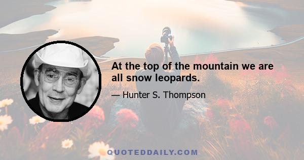 At the top of the mountain we are all snow leopards.