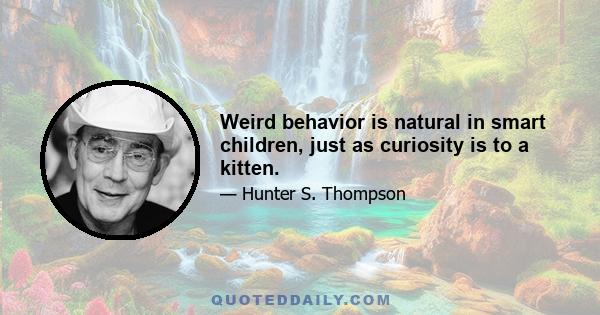 Weird behavior is natural in smart children, just as curiosity is to a kitten.