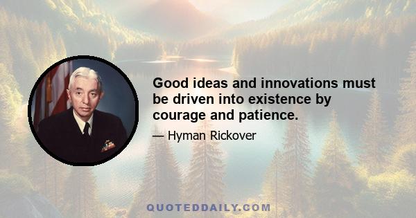 Good ideas and innovations must be driven into existence by courage and patience.