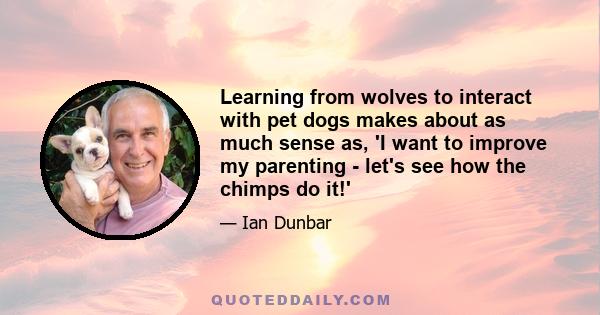 Learning from wolves to interact with pet dogs makes about as much sense as, 'I want to improve my parenting - let's see how the chimps do it!'