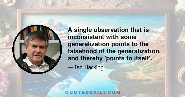 A single observation that is inconsistent with some generalization points to the falsehood of the generalization, and thereby 'points to itself'.