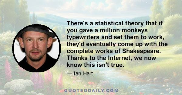 There's a statistical theory that if you gave a million monkeys typewriters and set them to work, they'd eventually come up with the complete works of Shakespeare. Thanks to the Internet, we now know this isn't true.