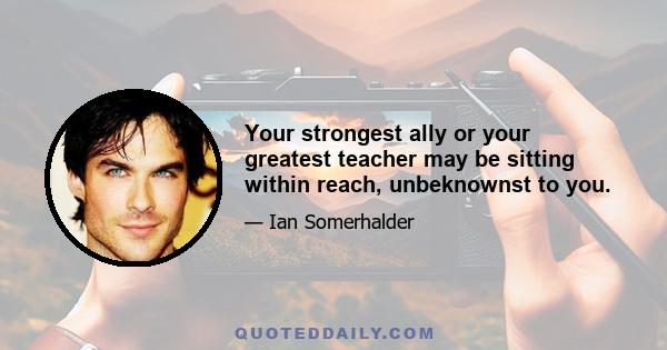 Your strongest ally or your greatest teacher may be sitting within reach, unbeknownst to you.