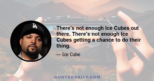 There's not enough Ice Cubes out there. There's not enough Ice Cubes getting a chance to do their thing.