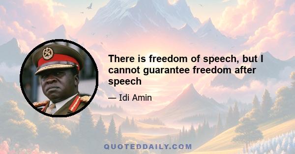 There is freedom of speech, but I cannot guarantee freedom after speech