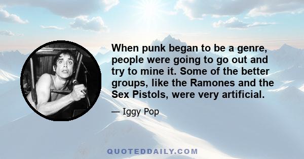 When punk began to be a genre, people were going to go out and try to mine it. Some of the better groups, like the Ramones and the Sex Pistols, were very artificial.