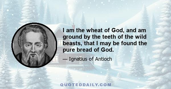 I am the wheat of God, and am ground by the teeth of the wild beasts, that I may be found the pure bread of God.