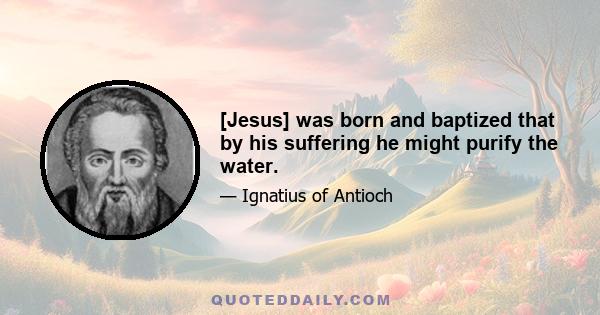 [Jesus] was born and baptized that by his suffering he might purify the water.