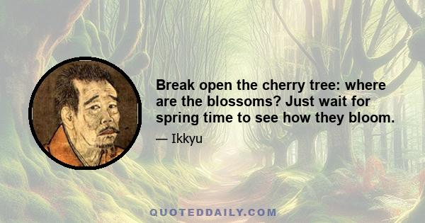 Break open the cherry tree: where are the blossoms? Just wait for spring time to see how they bloom.