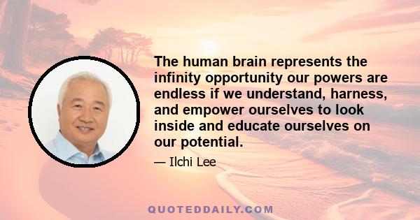 The human brain represents the infinity opportunity our powers are endless if we understand, harness, and empower ourselves to look inside and educate ourselves on our potential.