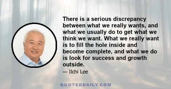 There is a serious discrepancy between what we really wants, and what we usually do to get what we think we want. What we really want is to fill the hole inside and become complete, and what we do is look for success