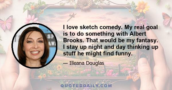 I love sketch comedy. My real goal is to do something with Albert Brooks. That would be my fantasy. I stay up night and day thinking up stuff he might find funny.